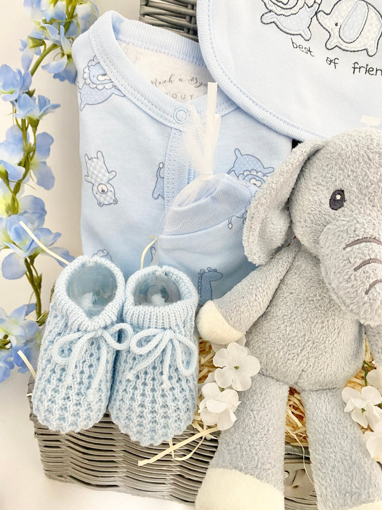 Baby Boy Basket - Best Of Safari Friends - Pink and Blue Hampers