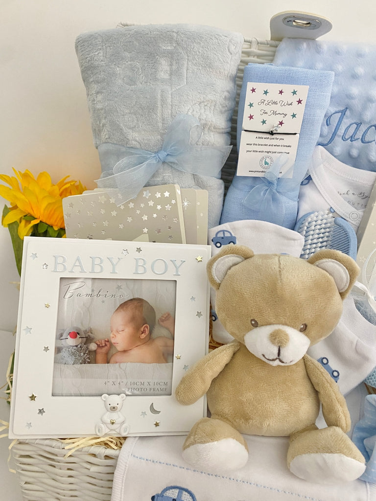 Baby Boy Gift - Beep Beep Teddy - Pink and Blue Hampers