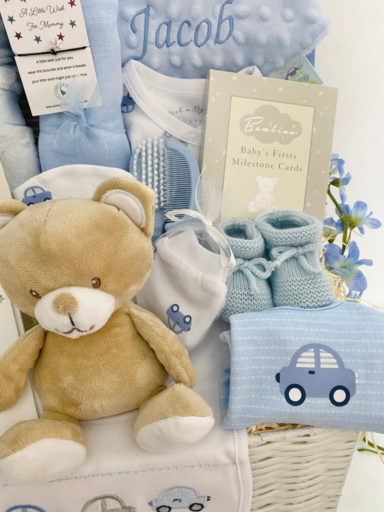 Baby Boy Gift - Beep Beep Teddy - Pink and Blue Hampers