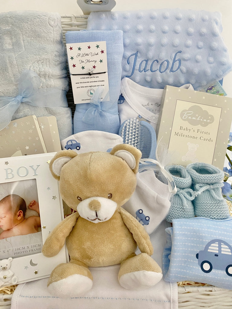 Baby Boy Gift - Beep Beep Teddy - Pink and Blue Hampers