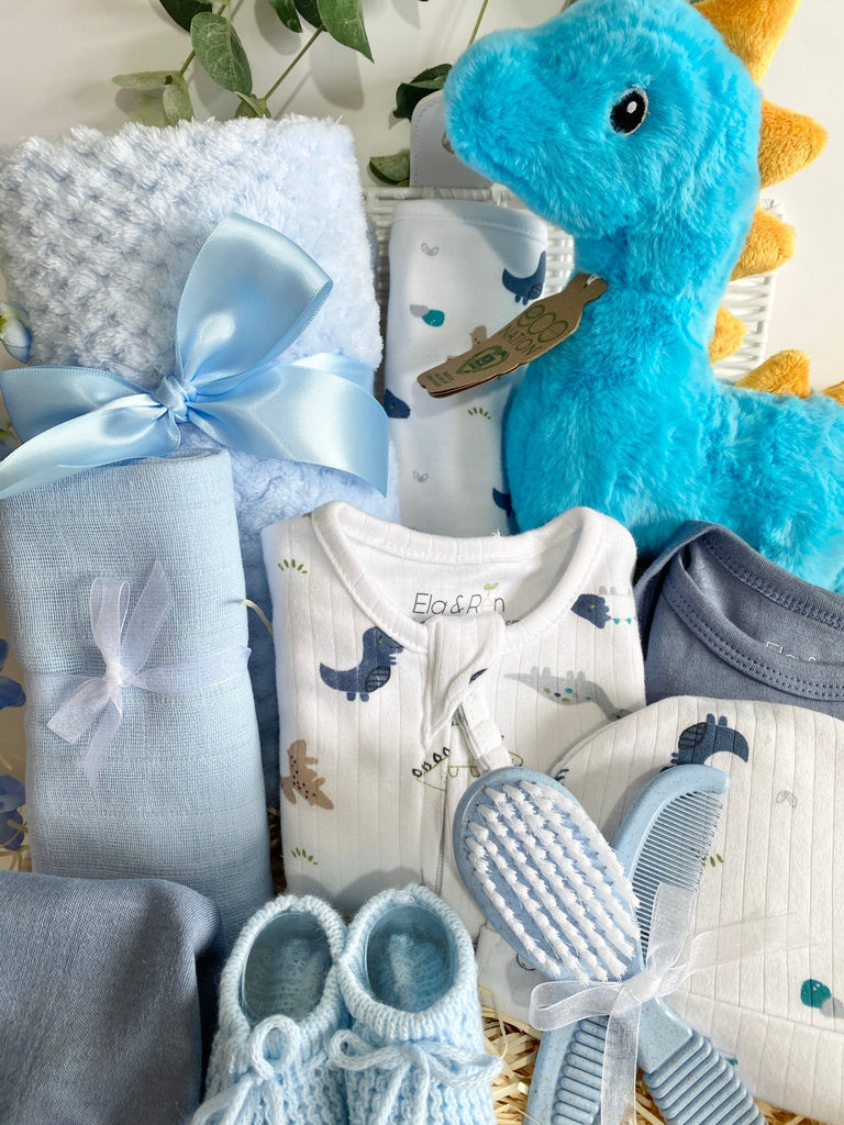 Baby Boy Gift Hamper - Big Blue Dinosaur - Pink and Blue Hampers