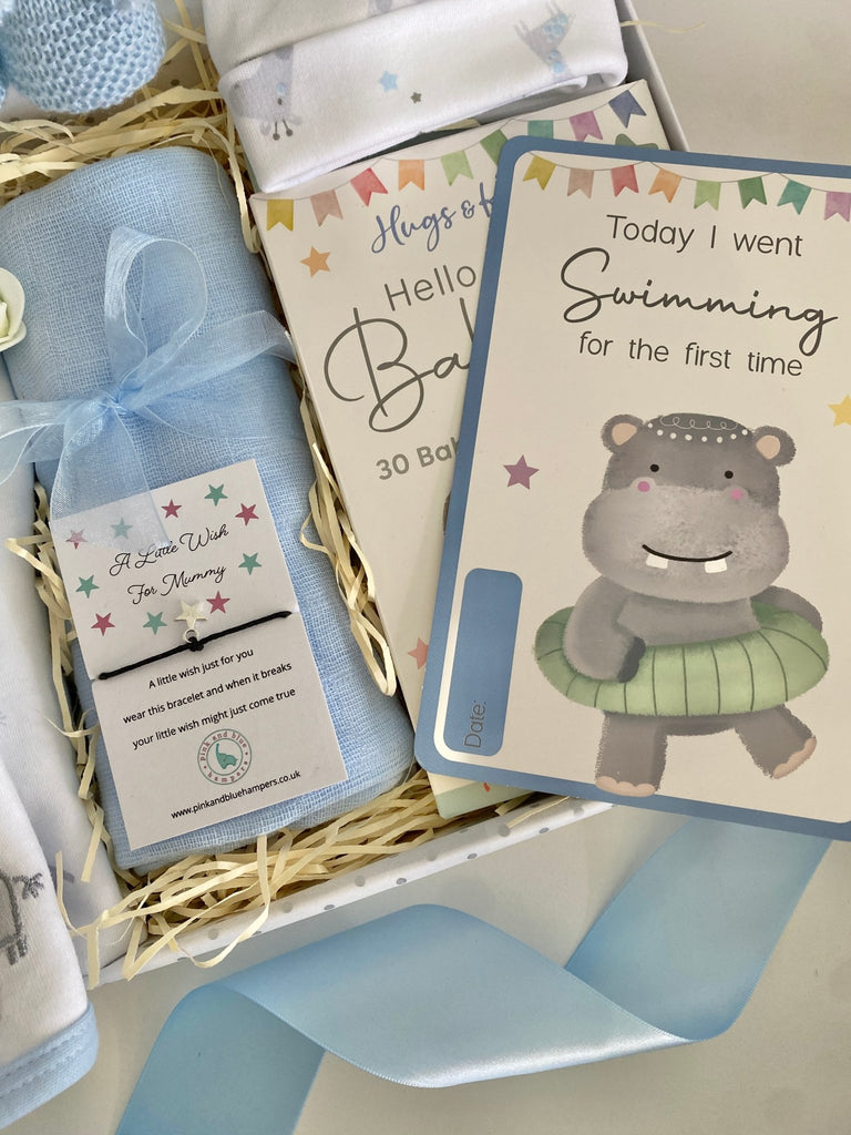 Baby Boy Gift Hamper - Elephant & Hippo Friends - Pink and Blue Hampers