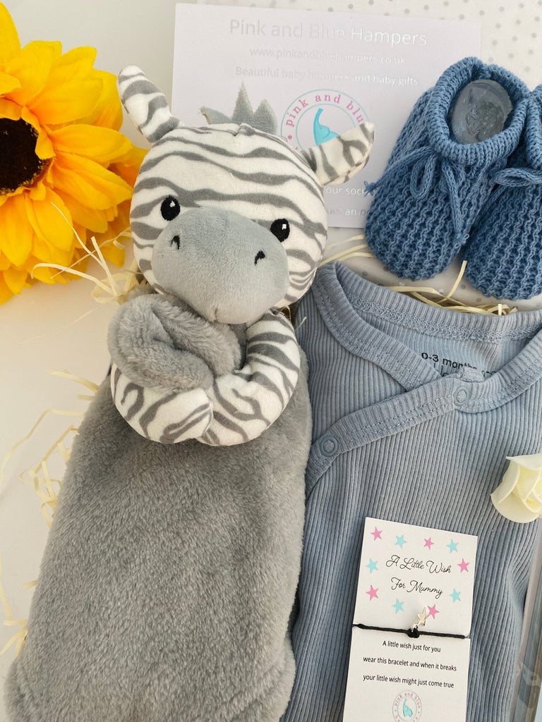 Baby Boy Gift Hamper - Snuggle With Zebra - Pink and Blue Hampers