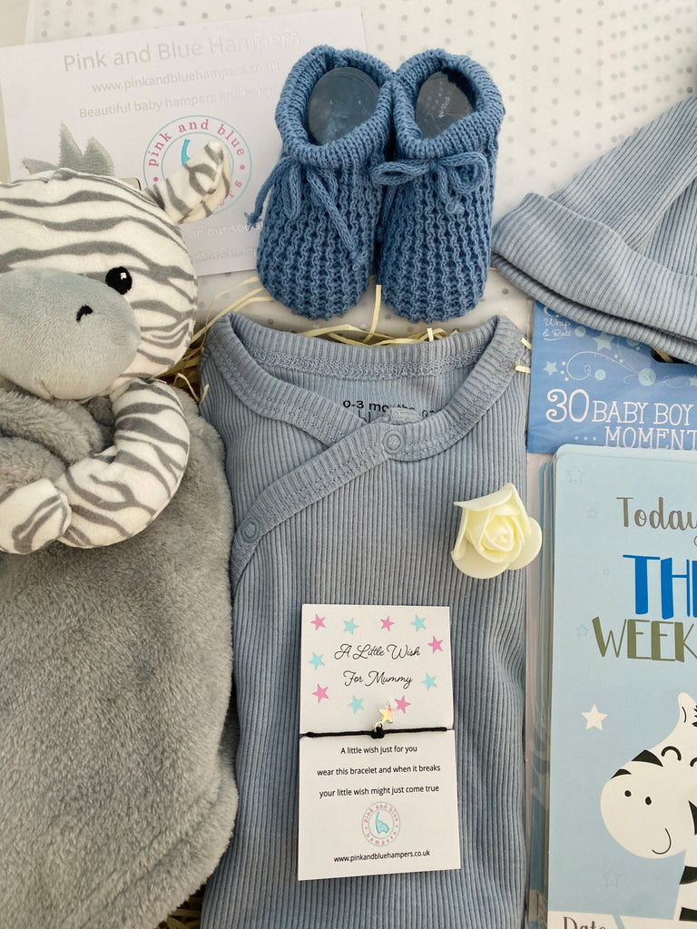 Baby Boy Gift Hamper - Snuggle With Zebra - Pink and Blue Hampers