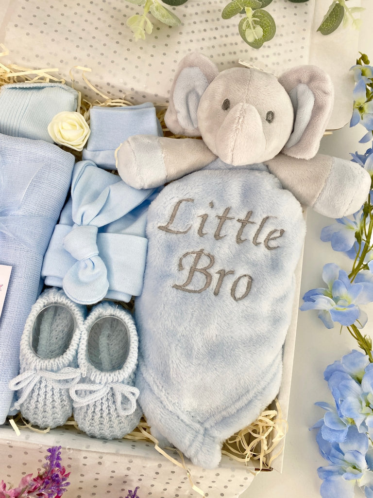 Baby Boy Gift - Little Bro Elephant - Pink and Blue Hampers