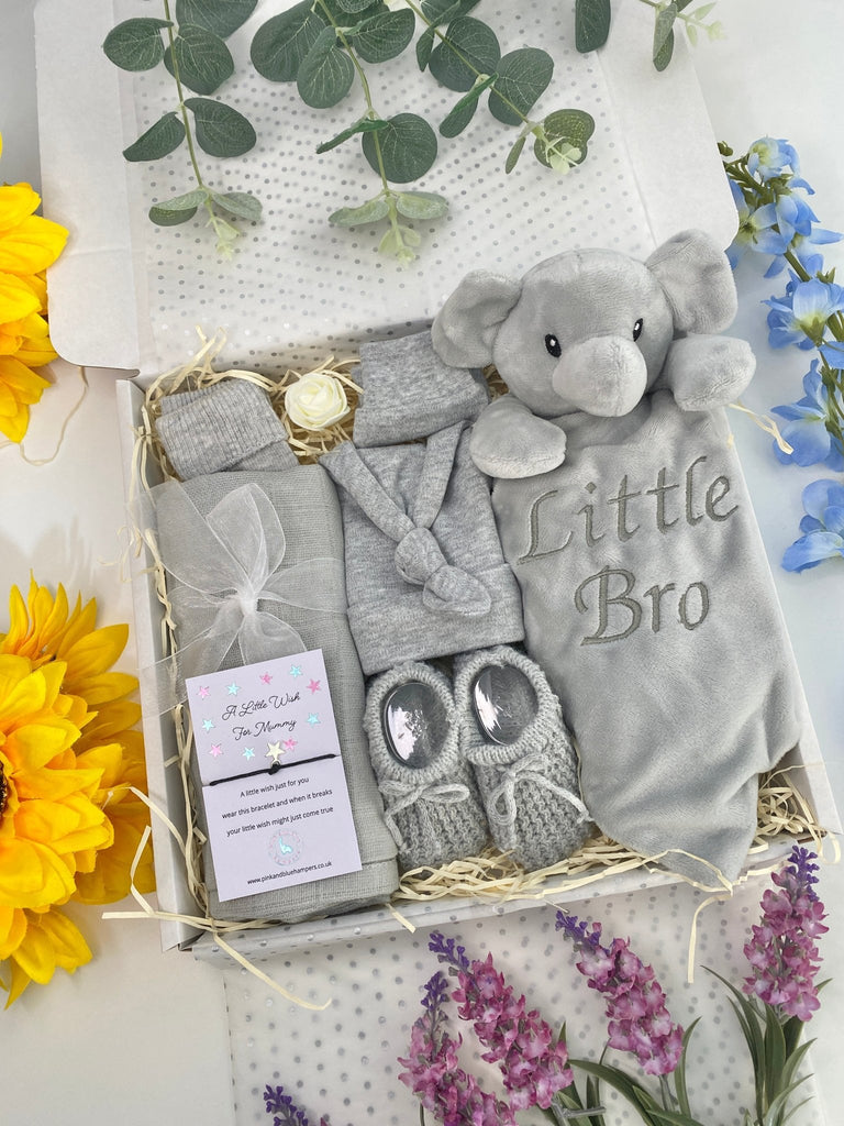 Baby Boy Gift - Little Bro Elephant - Pink and Blue Hampers