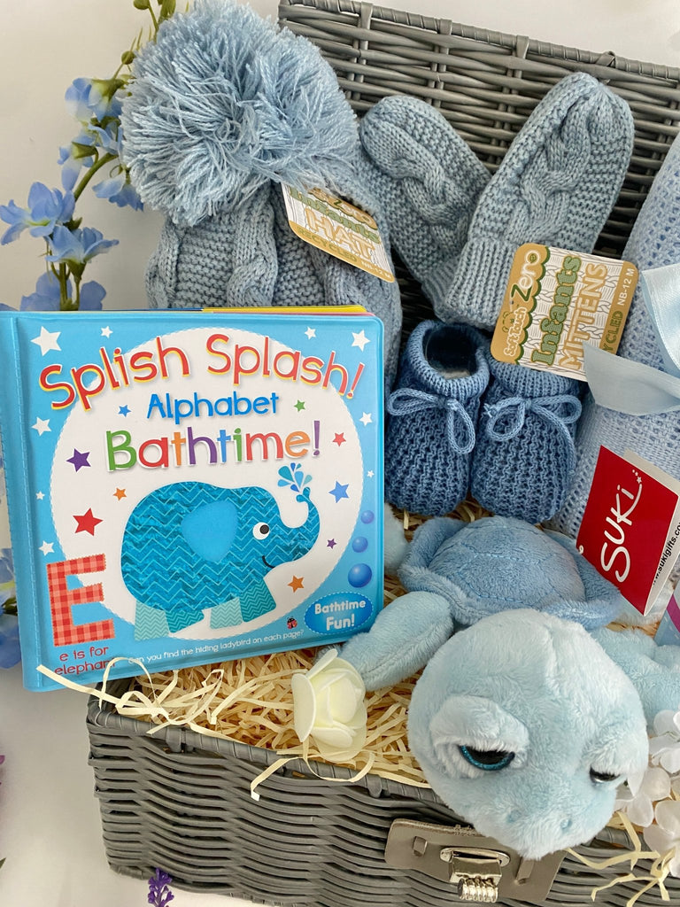 Baby Boy Gift - Splashing Turtle Fun - Pink and Blue Hampers