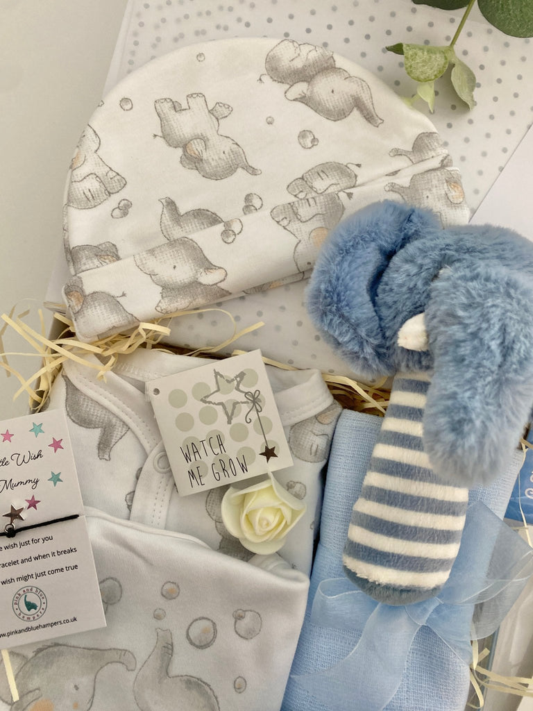 Baby Boy Hamper - Stripy Elephant - Pink and Blue Hampers