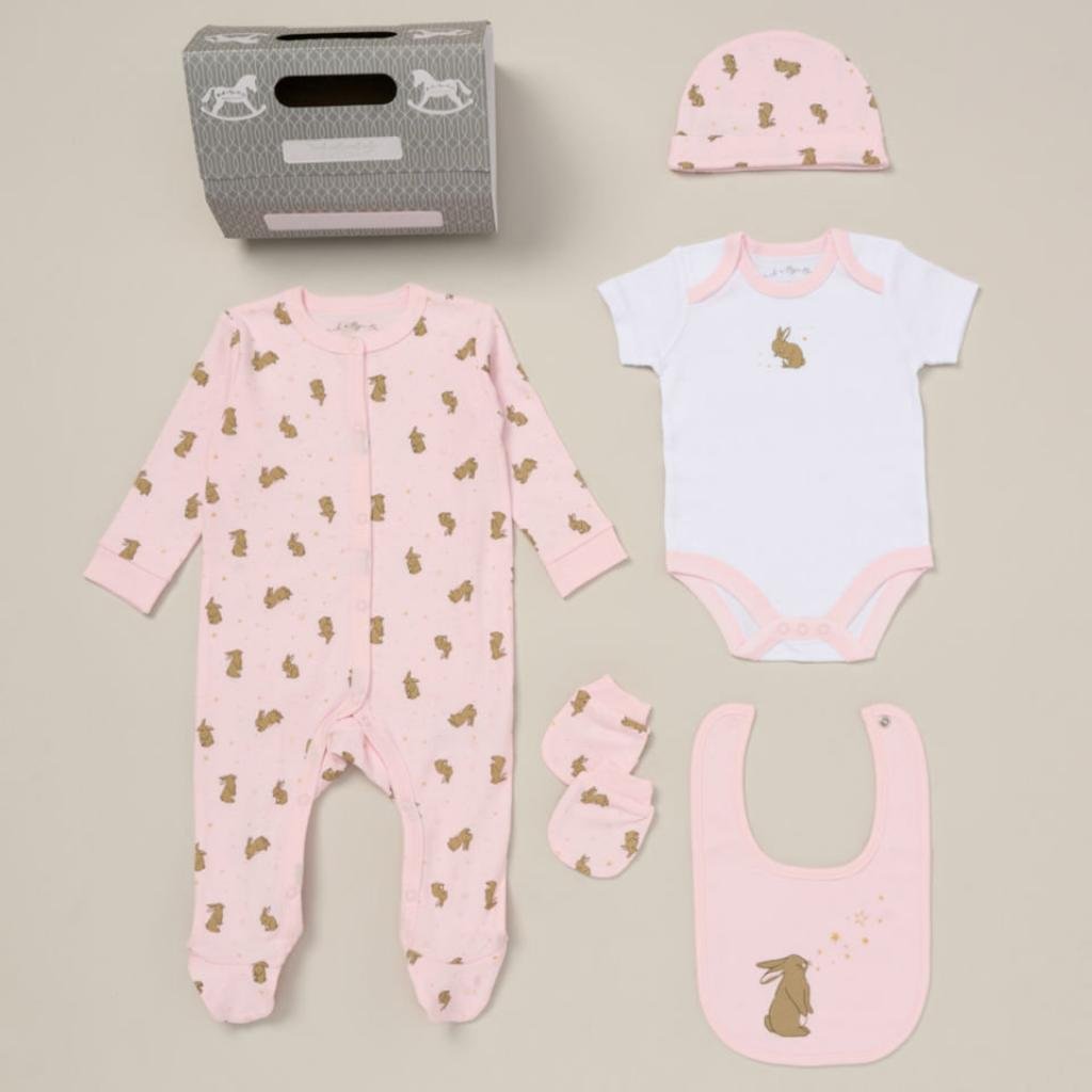 Baby Girl Clothing Set - Bunny & Stars - Pink and Blue Hampers