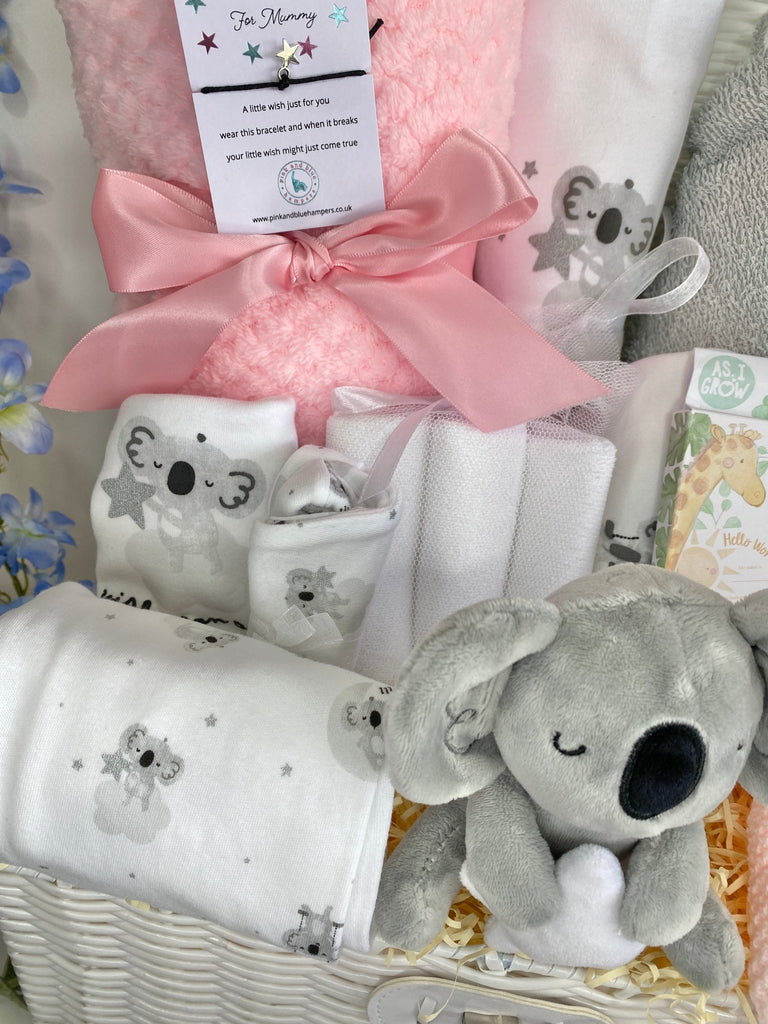 Baby Girl Gift Basket - Magical Koala & Stars - Pink and Blue Hampers