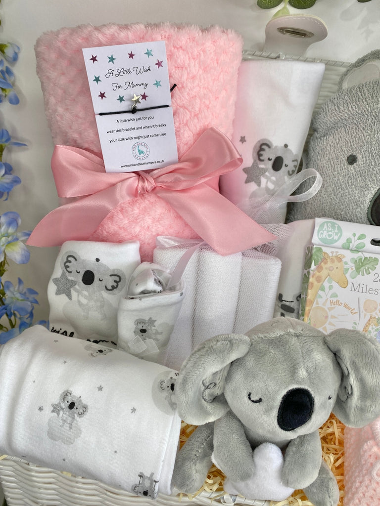 Baby Girl Gift Basket - Magical Koala & Stars - Pink and Blue Hampers