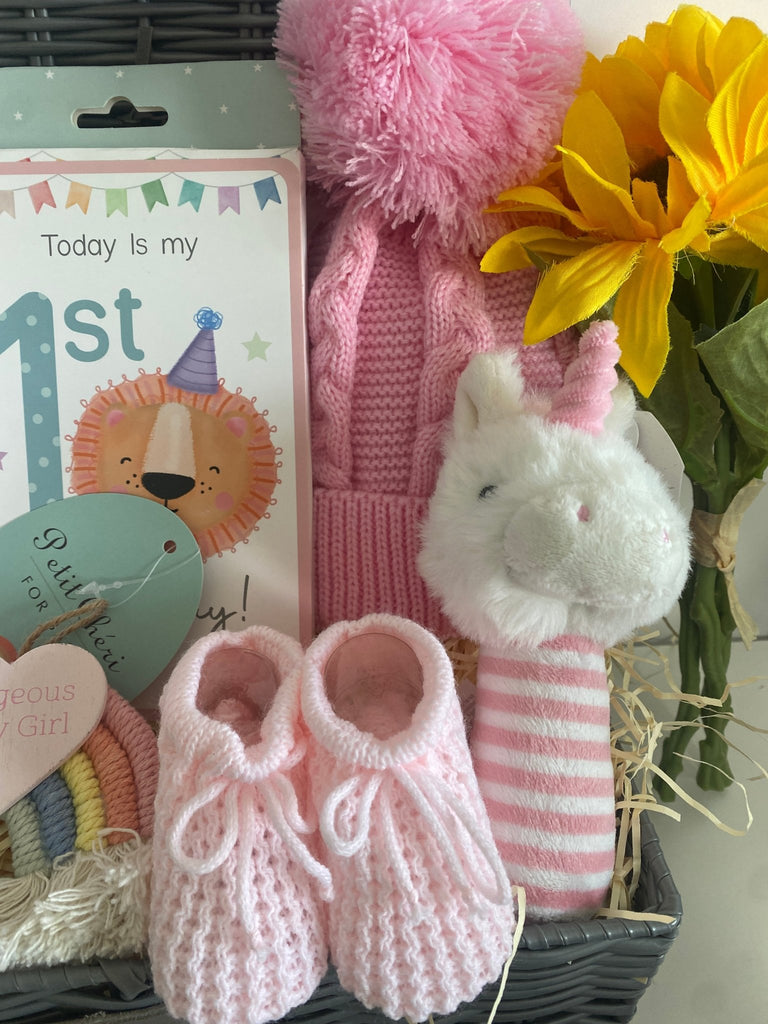 Baby Girl Gift Basket - Party Unicorn - Pink and Blue Hampers