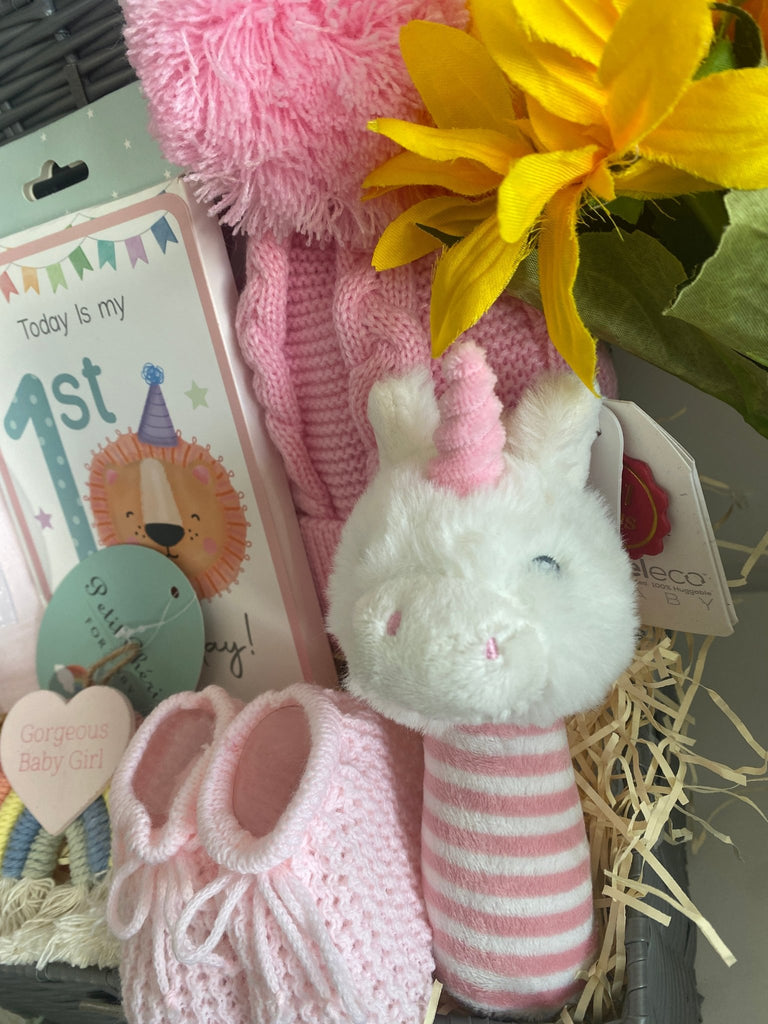 Baby Girl Gift Basket - Party Unicorn - Pink and Blue Hampers