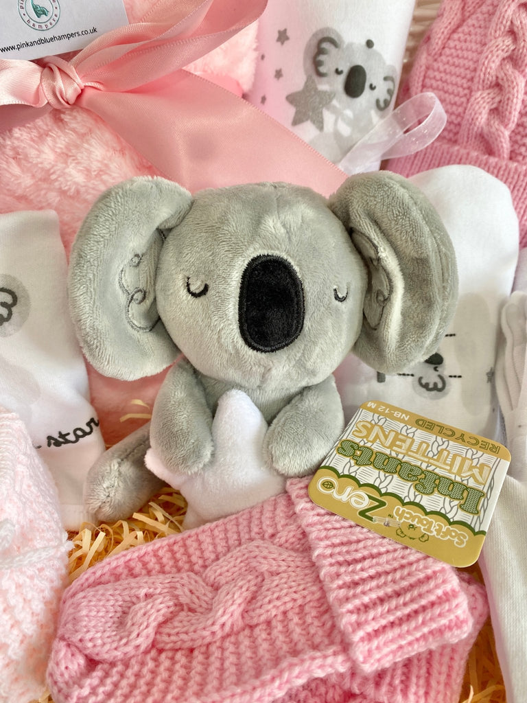 Baby Girl Hamper Basket - Sweet Koala Wishing On A Star - Pink and Blue Hampers