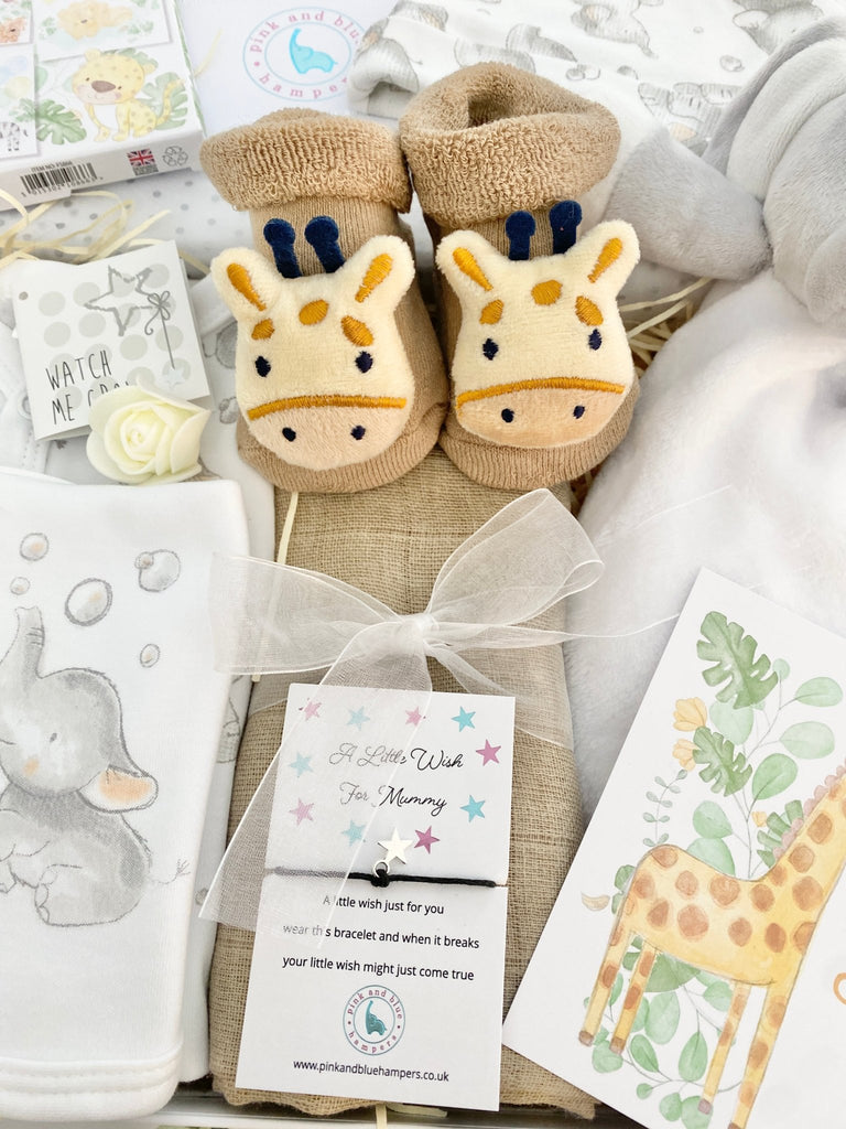 Baby Hamper - Bubbles & Giraffes - Pink and Blue Hampers