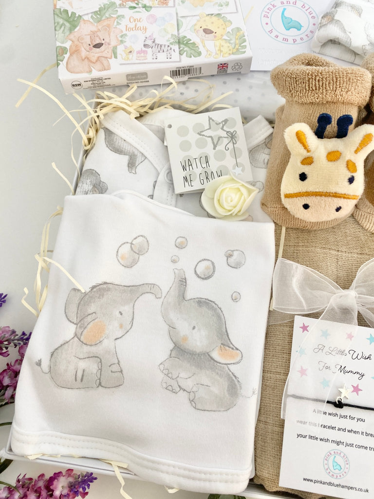 Baby Hamper - Bubbles & Giraffes - Pink and Blue Hampers