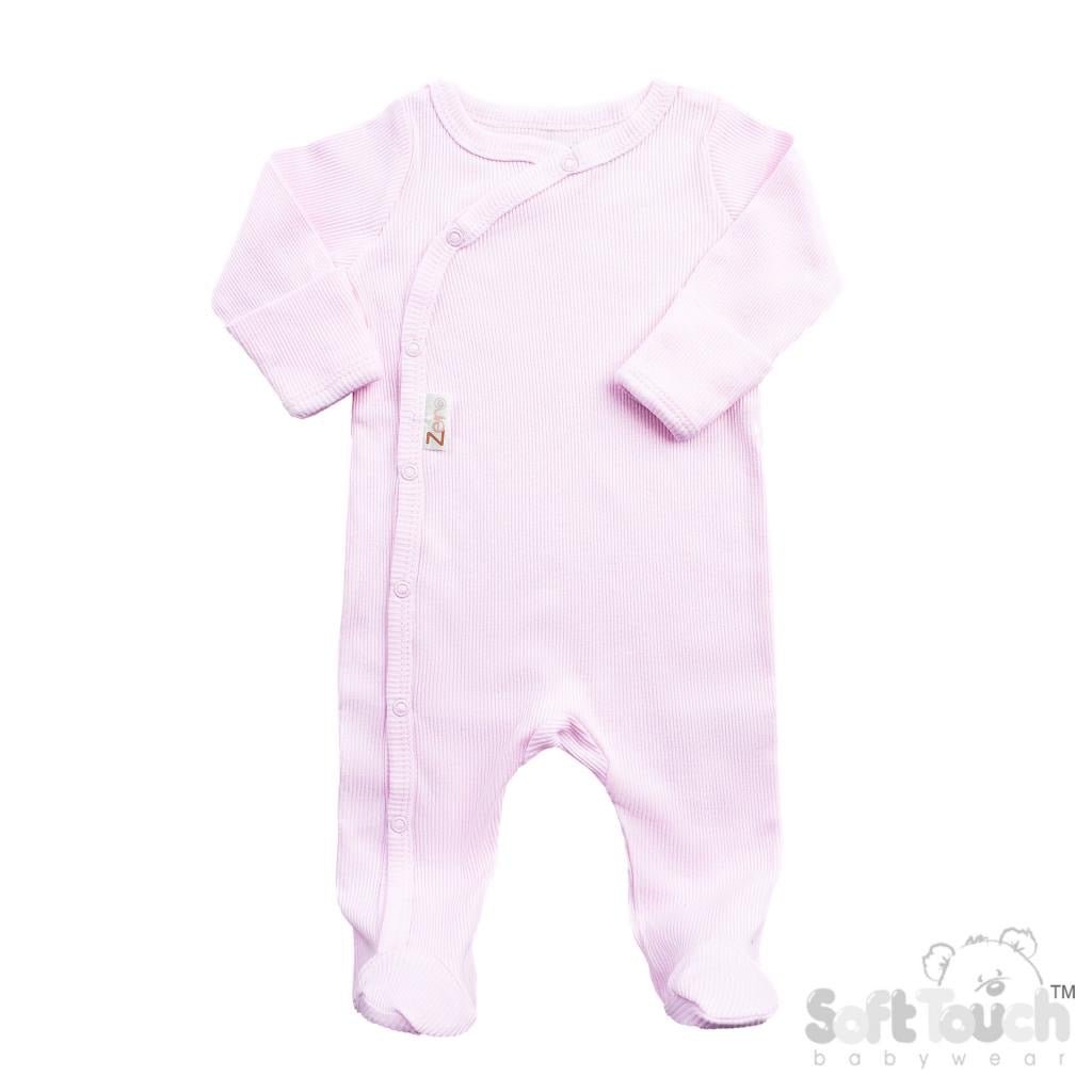 Baby Pink Sleepsuit Ribbed - Pink and Blue Hampers