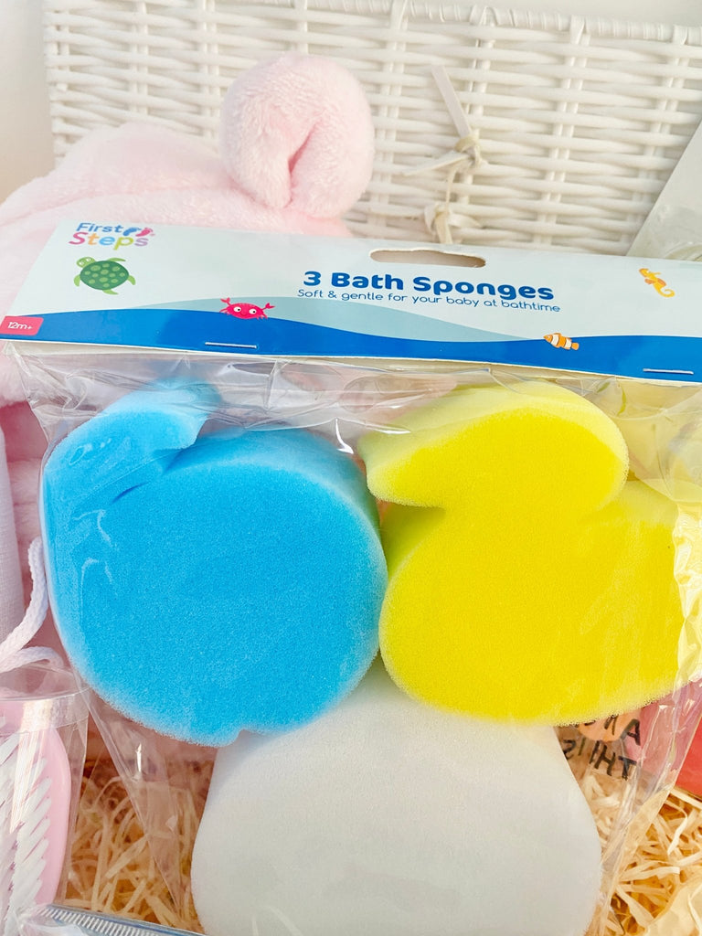 Baby Shower Gift - Baby Girls Bath Time - Pink and Blue Hampers