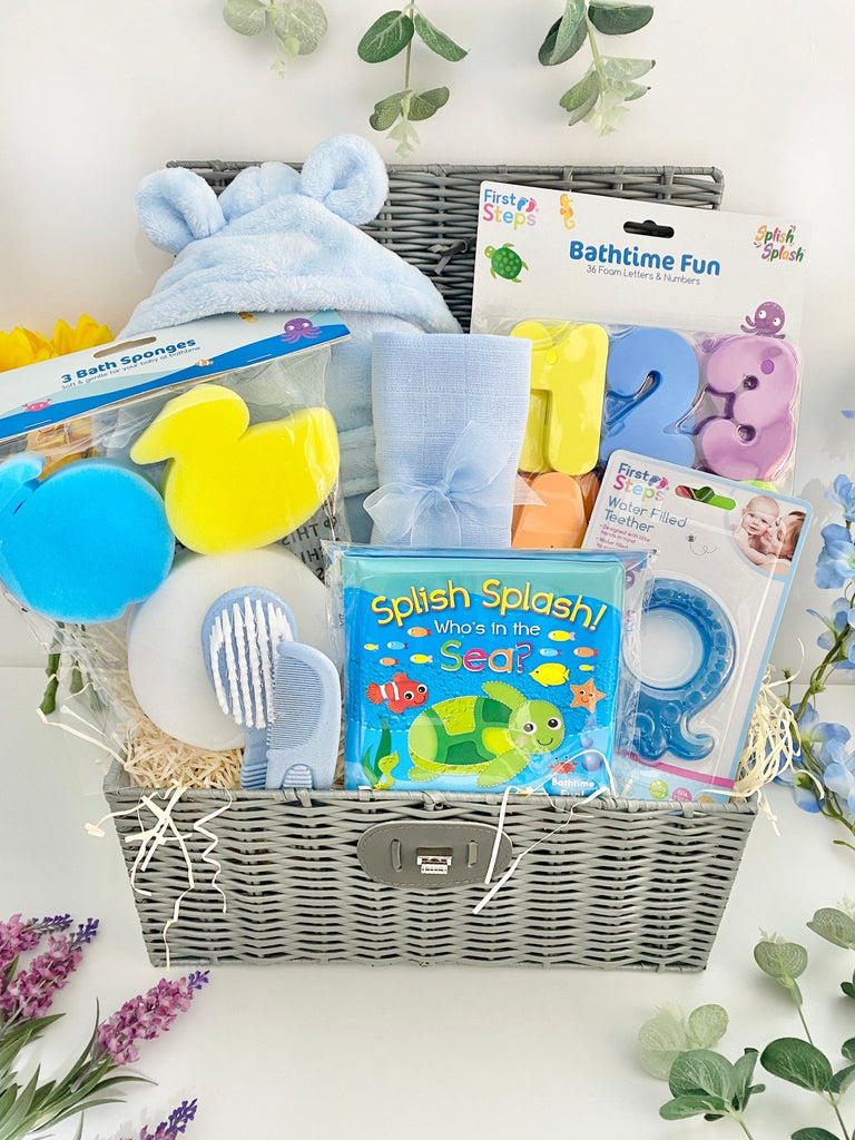 Baby Shower Gift Basket - Splashing Baby Boy - Pink and Blue Hampers