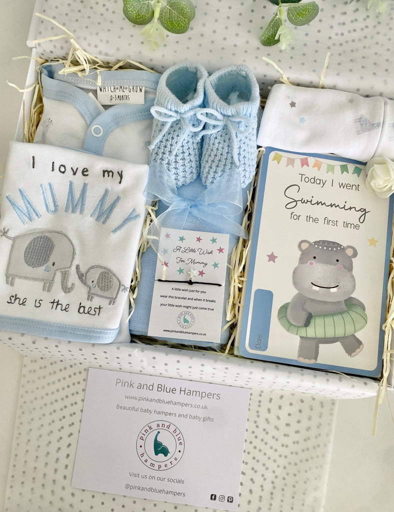 Baby Shower Gift Box - Happy Hippo - Pink and Blue Hampers