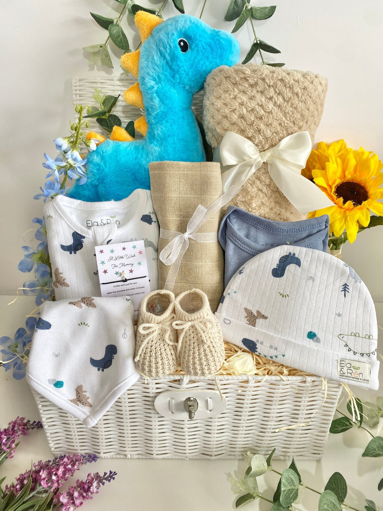 Baby Shower Hamper - Big Blue Dino & Little Friends - Pink and Blue Hampers