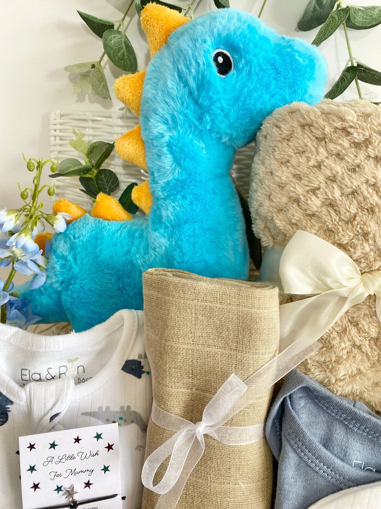 Baby Shower Hamper - Big Blue Dino & Little Friends - Pink and Blue Hampers