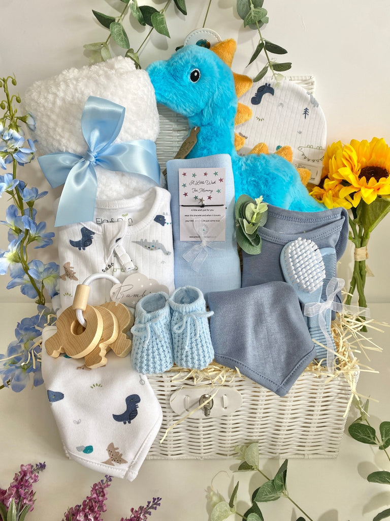 Baby Shower Hamper - Blue Little Dinosaur - Pink and Blue Hampers