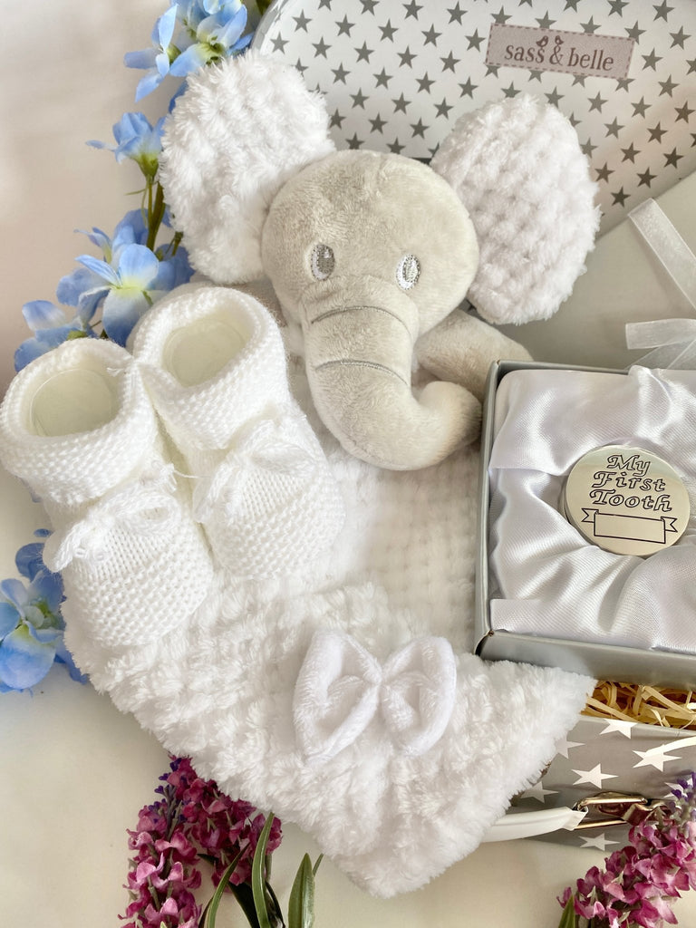 Christening Baby Gift - Sensory Elephant - Pink and Blue Hampers