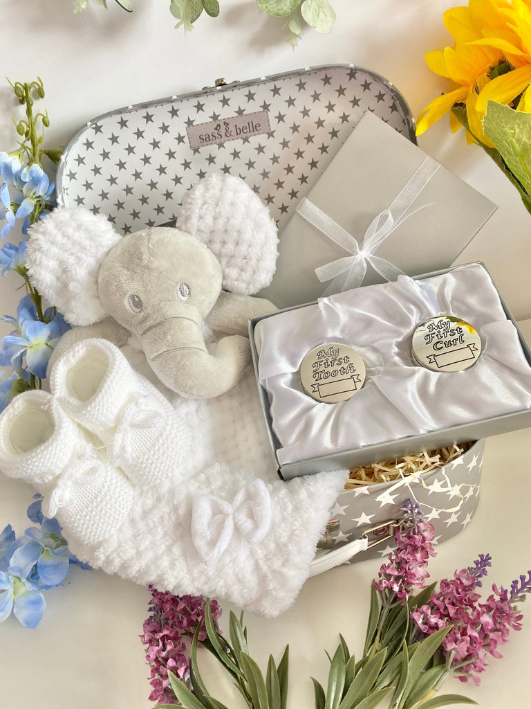 Christening Baby Gift - Sensory Elephant - Pink and Blue Hampers