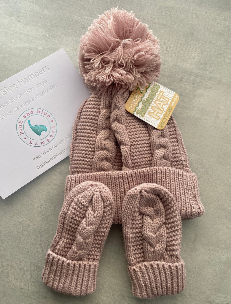 Cute Hat & Mittens Set - Pink and Blue Hampers