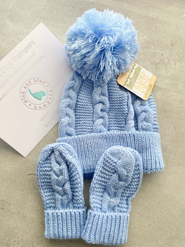 Cute Hat & Mittens Set - Pink and Blue Hampers