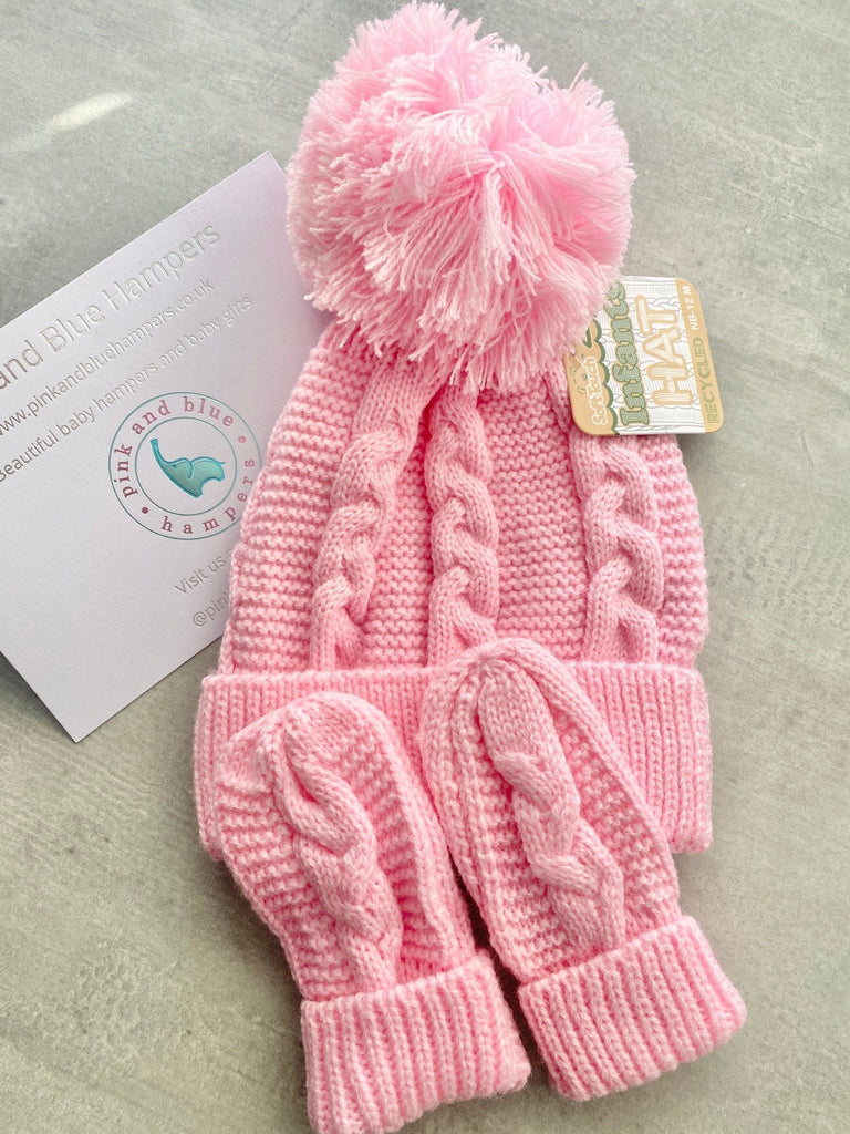 Cute Hat & Mittens Set - Pink and Blue Hampers