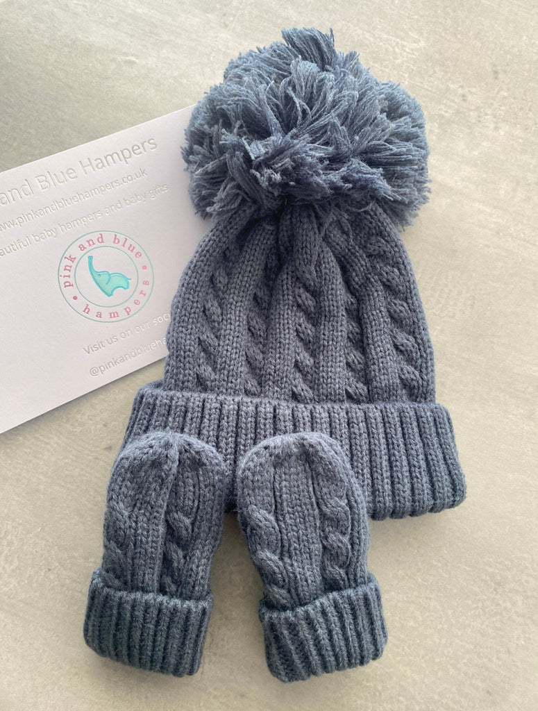 Cute Hat & Mittens Set - Pink and Blue Hampers