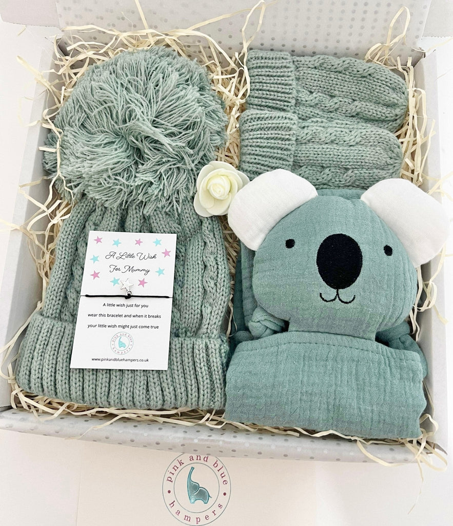 Cute Koala New Baby Boy Gift Set, Muslin Comforter Gift Box - Pink and Blue Hampers