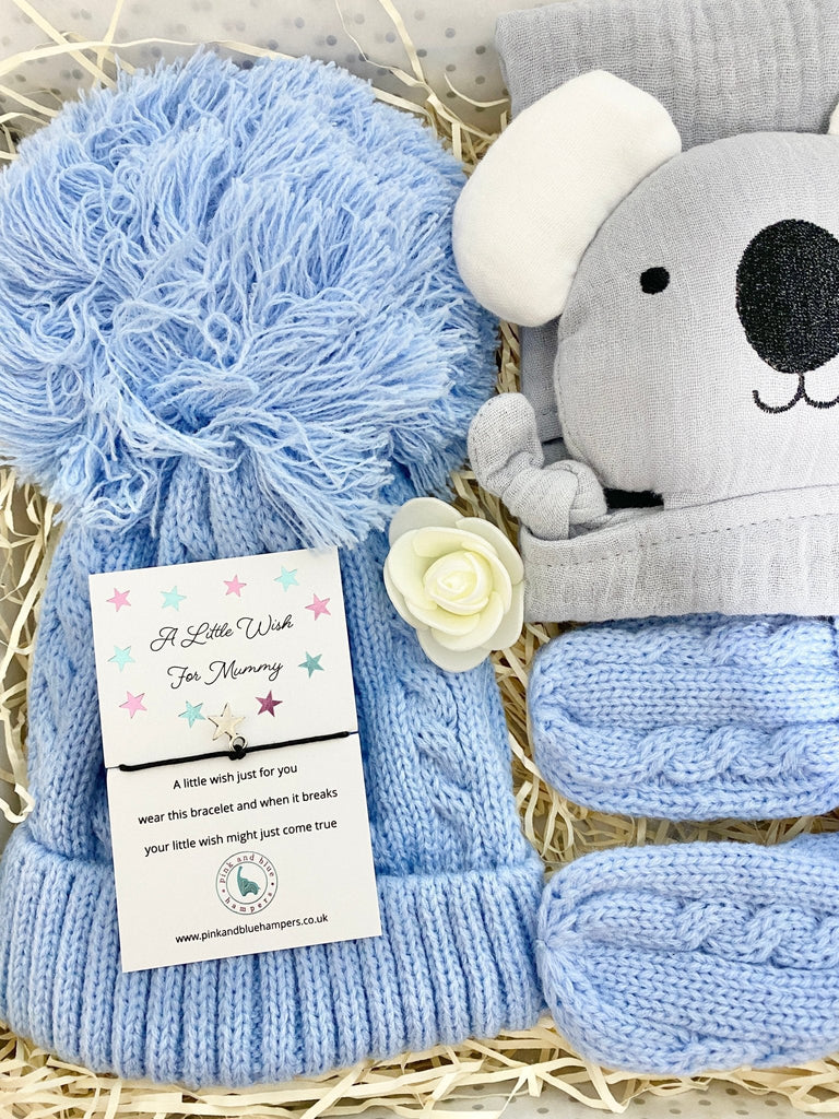 Cute Koala New Baby Boy Gift Set, Muslin Comforter Gift Box - Pink and Blue Hampers