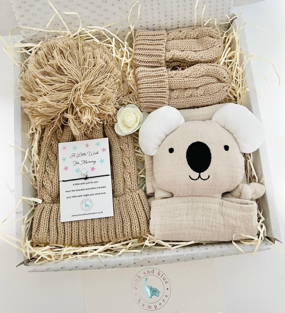 Cute Koala New Baby Boy Gift Set, Muslin Comforter Gift Box - Pink and Blue Hampers