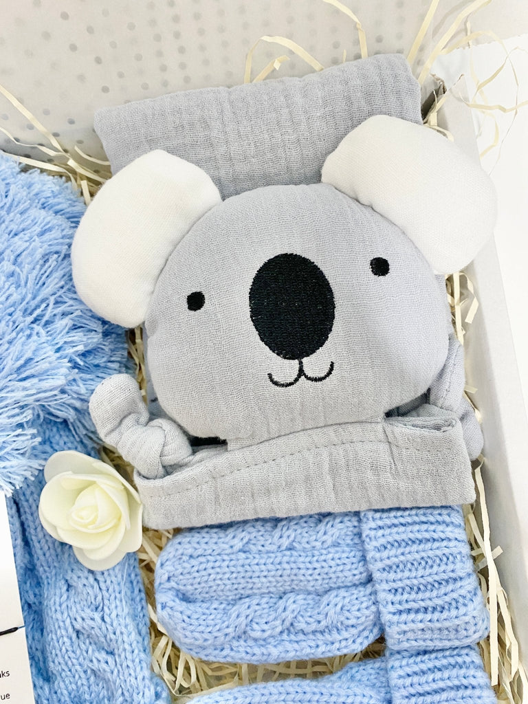 Cute Koala New Baby Boy Gift Set, Muslin Comforter Gift Box - Pink and Blue Hampers