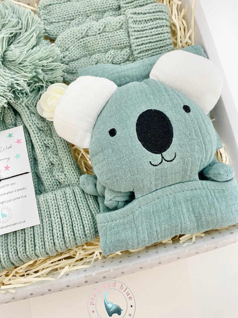 Cute Koala New Baby Boy Gift Set, Muslin Comforter Gift Box - Pink and Blue Hampers