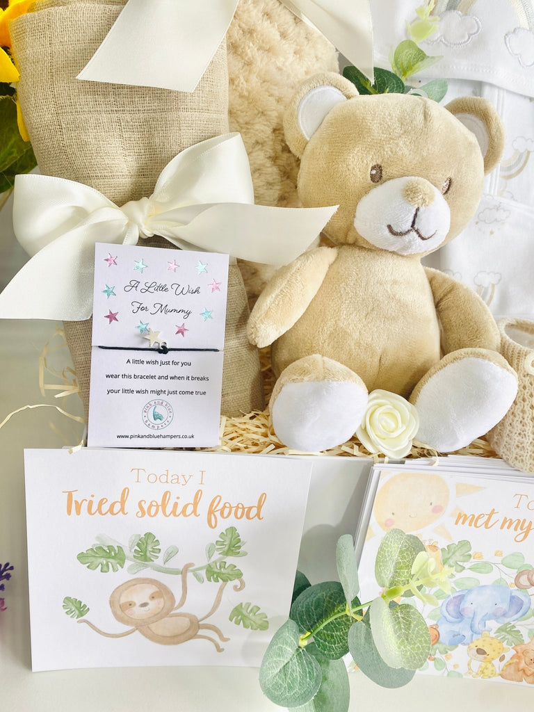 Gorgeous Rainbow Bunny & Bear Unisex Baby Hamper - Pink and Blue Hampers