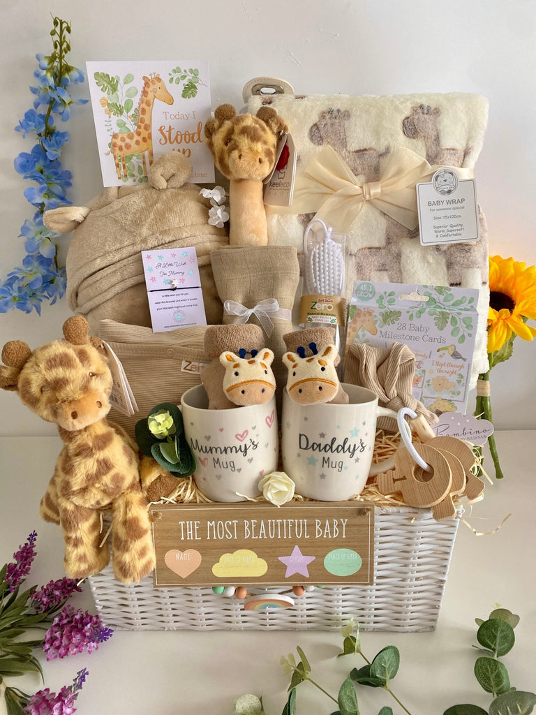 Large Maternity Gift Hamper - Jungle Giraffe Cuddles - Pink and Blue Hampers