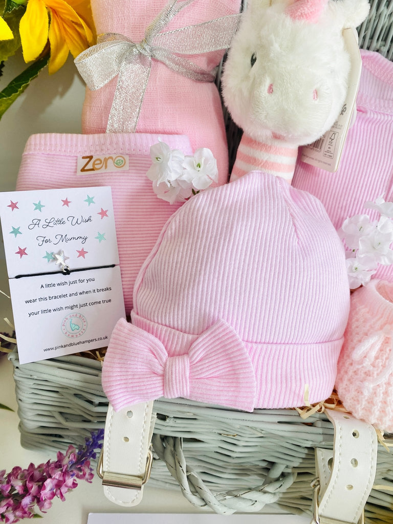 Maternity Hamper Basket - Lovely Unicorn - Pink and Blue Hampers