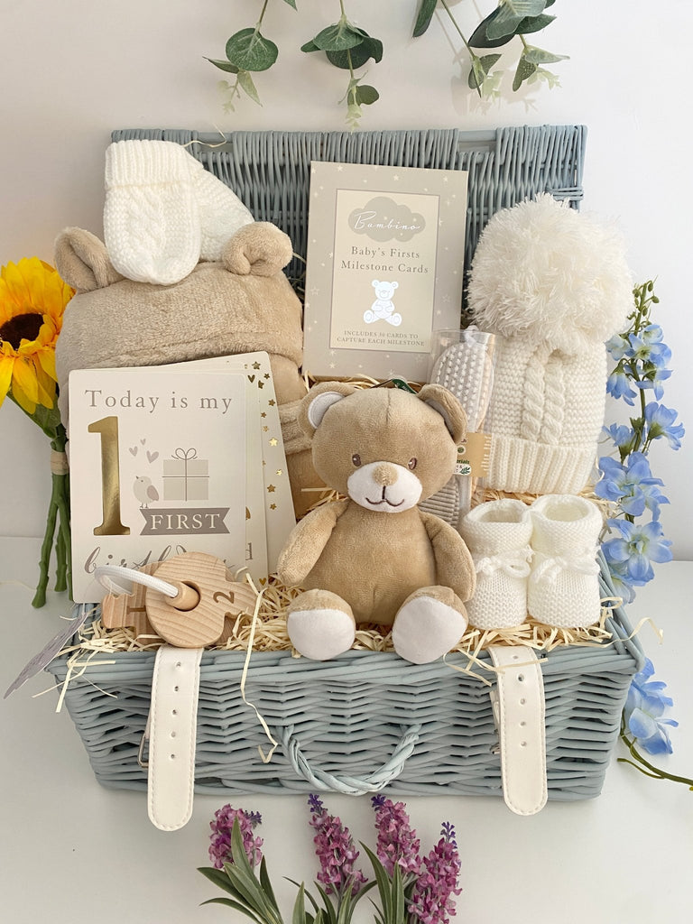 Mummy To Be Baby Hamper - Silver Teddy - Pink and Blue Hampers