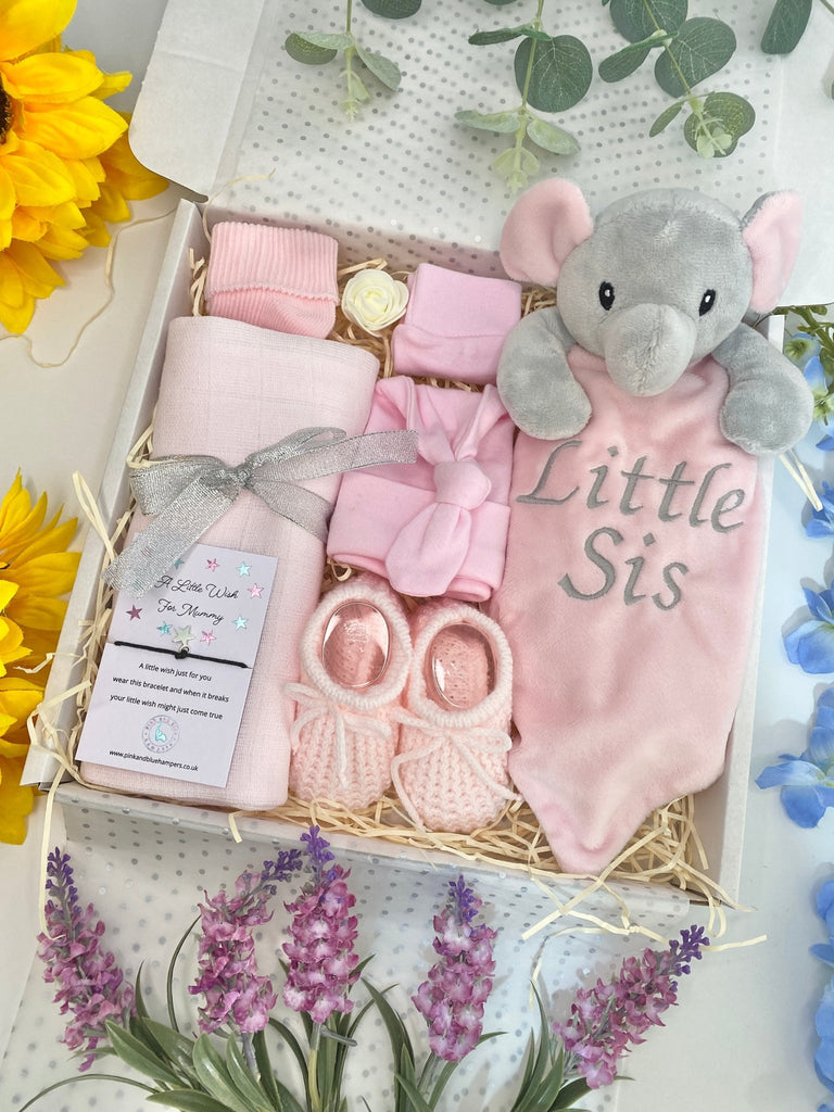 New Baby Girl Gift - Little Sis - Pink and Blue Hampers