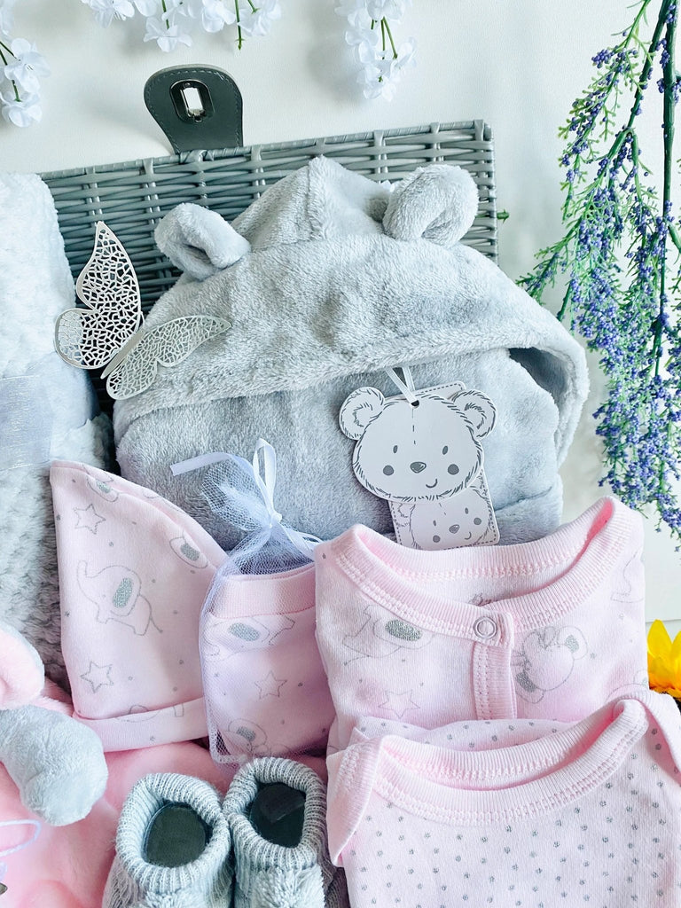 New Mum Hamper - Pretty Elephants - Pink and Blue Hampers