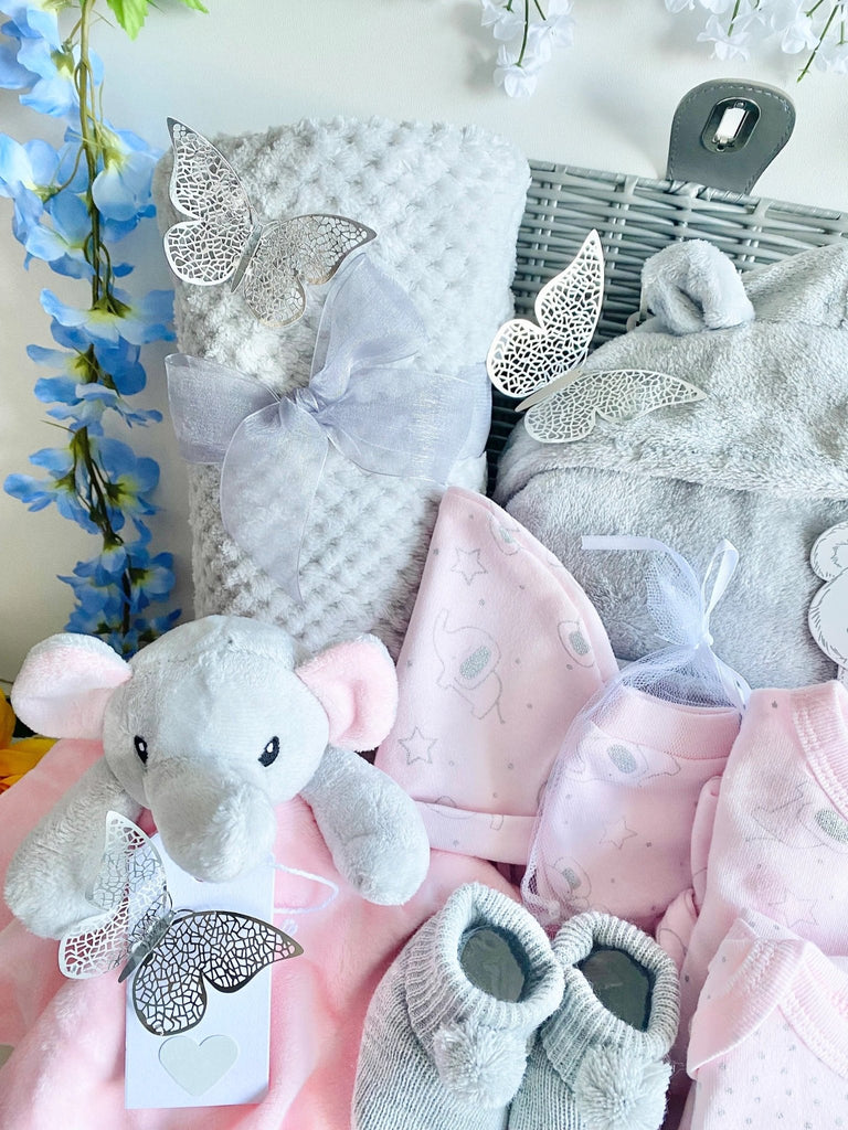 New Mum Hamper - Pretty Elephants - Pink and Blue Hampers