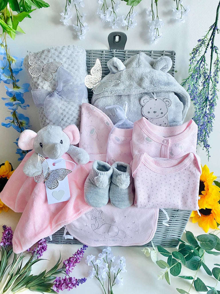 New Mum Hamper - Pretty Elephants - Pink and Blue Hampers