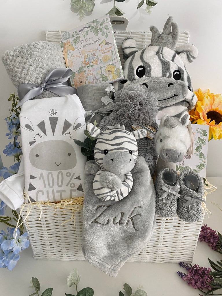 New Mum Hamper - Zebra Smiles & Cuddles - Pink and Blue Hampers