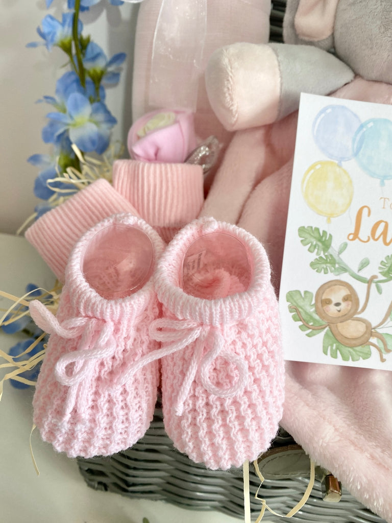 New Mummy Baby Gift - Little Pink Booties - Pink and Blue Hampers