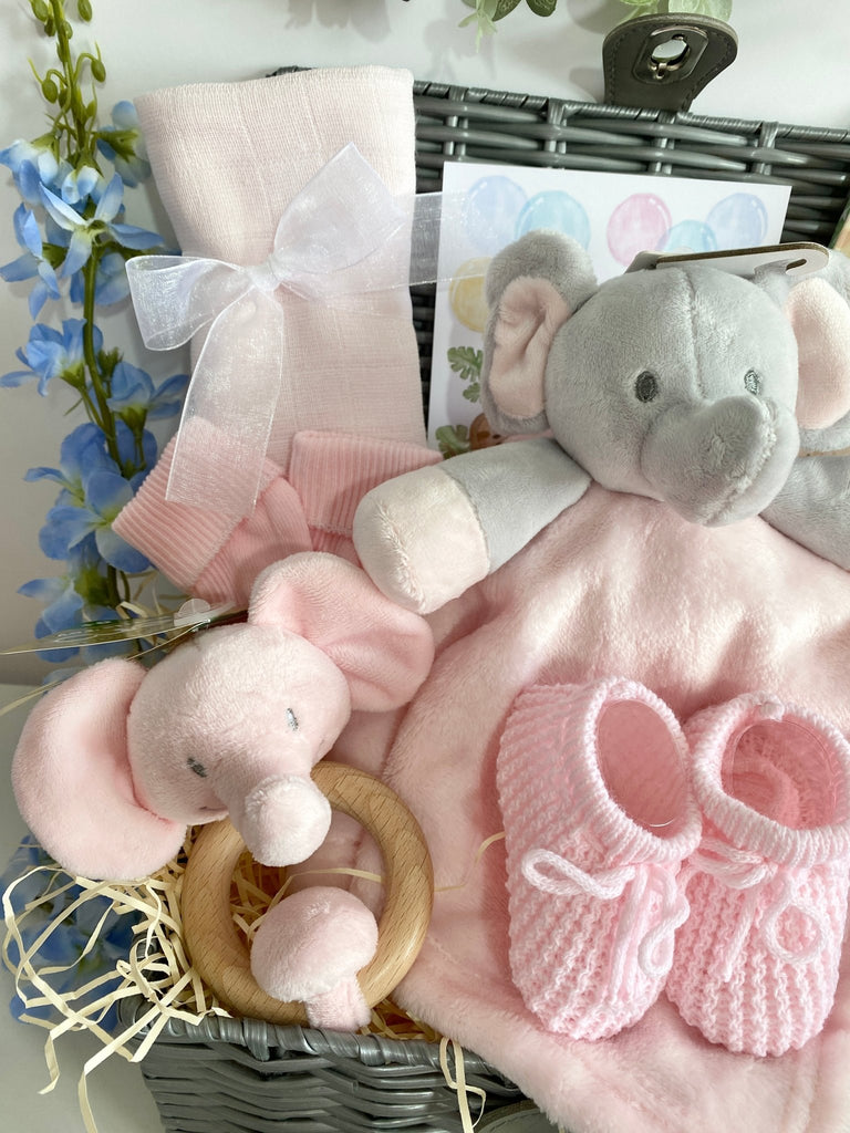 New Mummy Baby Gift - Little Pink Booties - Pink and Blue Hampers