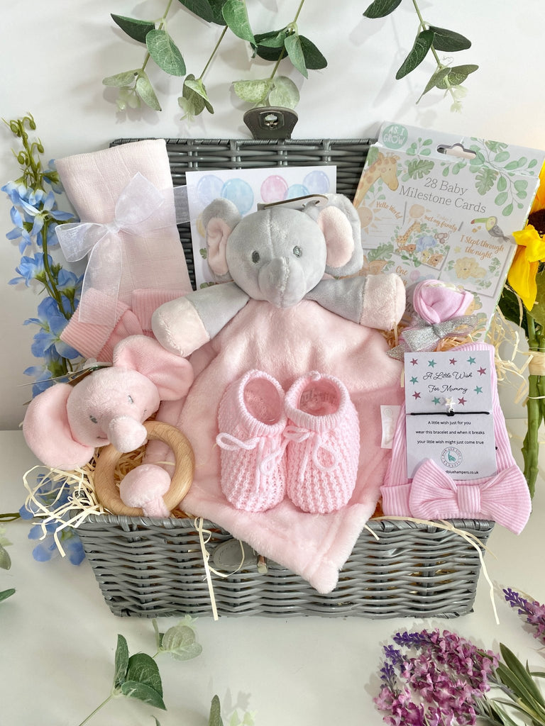 New Mummy Baby Gift - Little Pink Booties - Pink and Blue Hampers